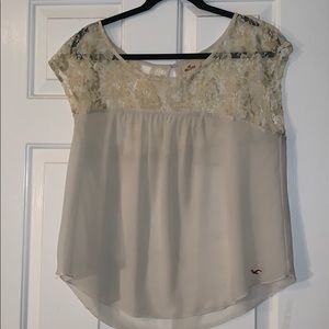 Hollister gold and white floral blouse
